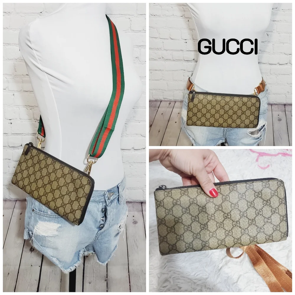 Authentic Gucci Brown Monogram Crossbody Bag. Includes 3 Straps. - Picture 1 of 15